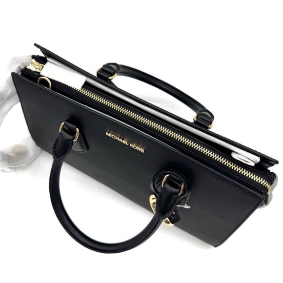 Michael Kors Sheila Medium Satchel Bag & Large Continental Wallet Wristlet Black - Picture 6 of 12
